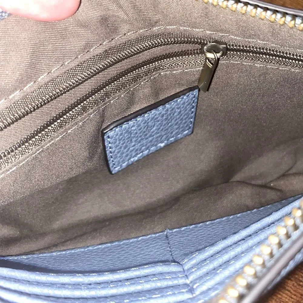 JOY SUSAN Dusty Baja Blue Vegan Leather Wallet Wristlet Crossbody Bag Purse